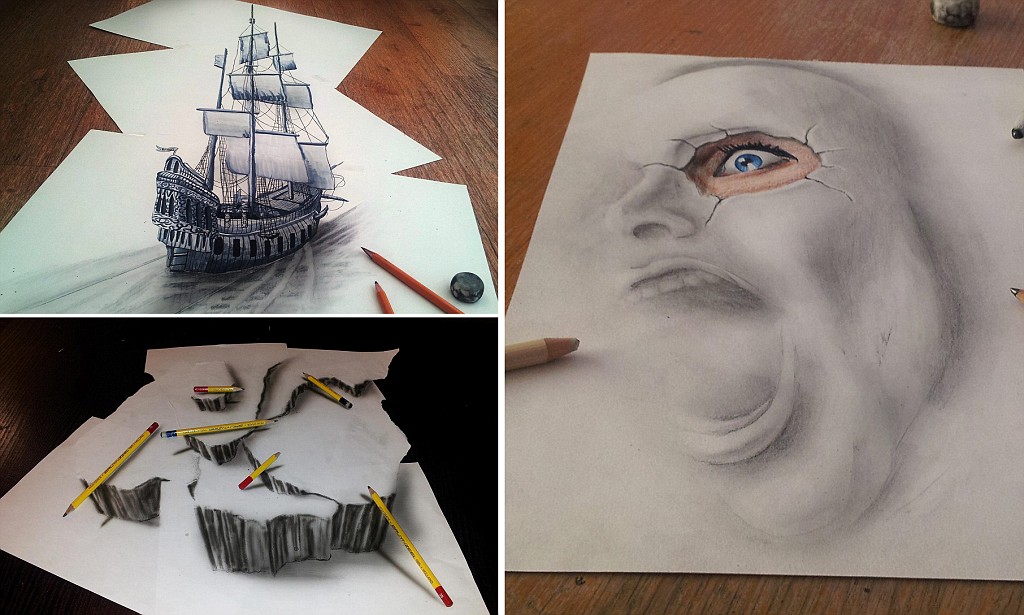 1024x615 The Pictures That Draw You In... Amazing 3d Sketches That Look As - 3d Sketch Paper