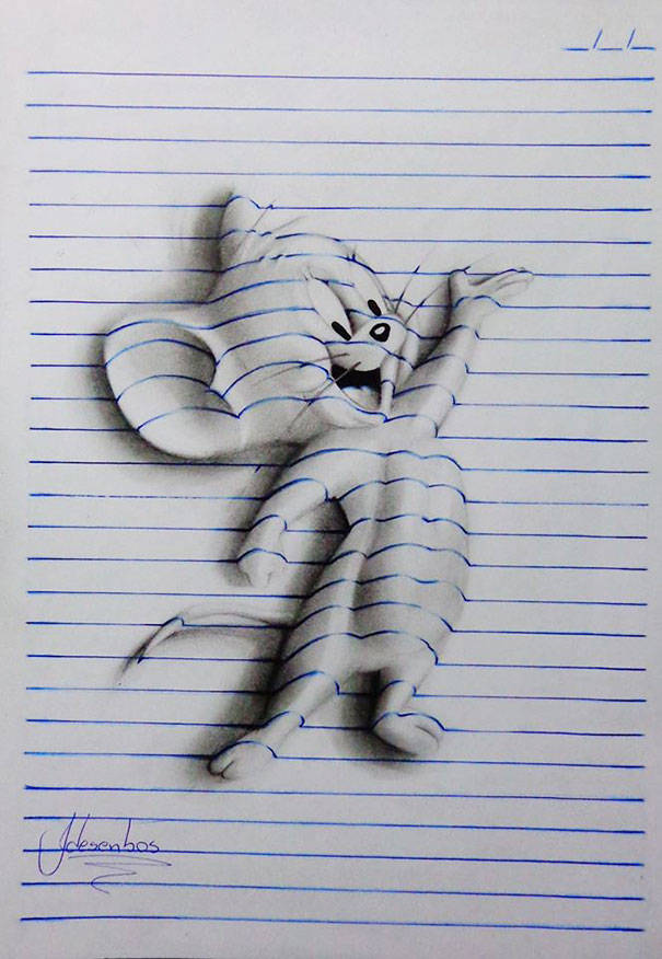 605x876 These Awesome Sketches Were Drawn On Paper, But They Look Like 3d - 3d Sketch Paper