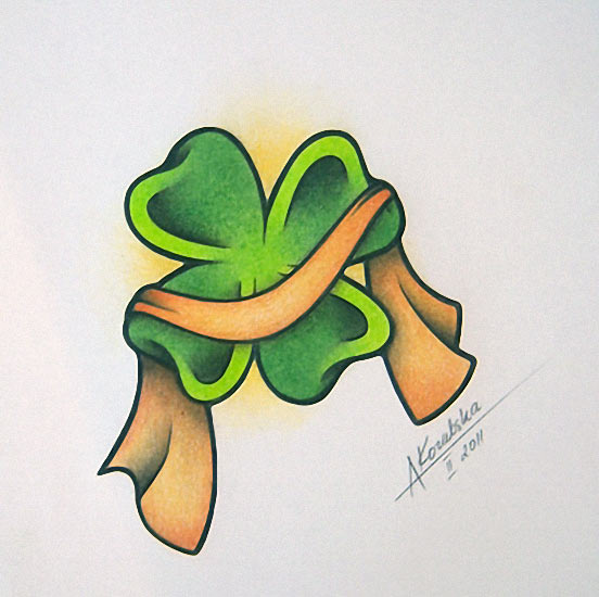 552x550 Collection Of Four Leaf Clover Tattoo Design - 4 Leaf Clover Sketch