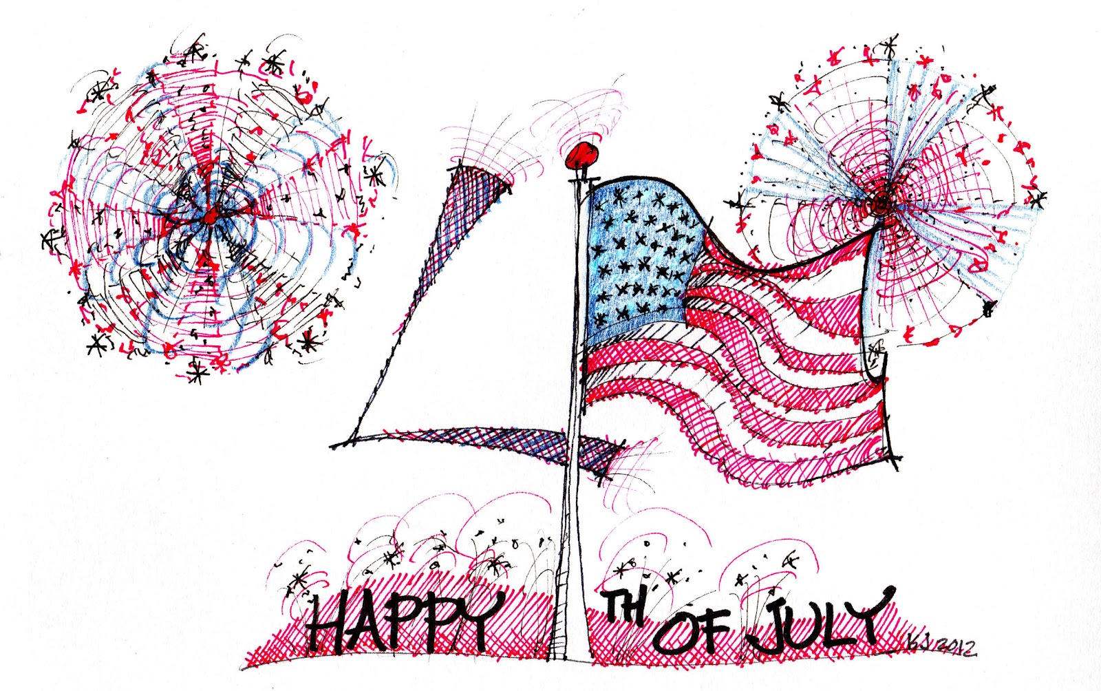 1600x1004 Happy July 4th 2012 - 4th Of July Sketches