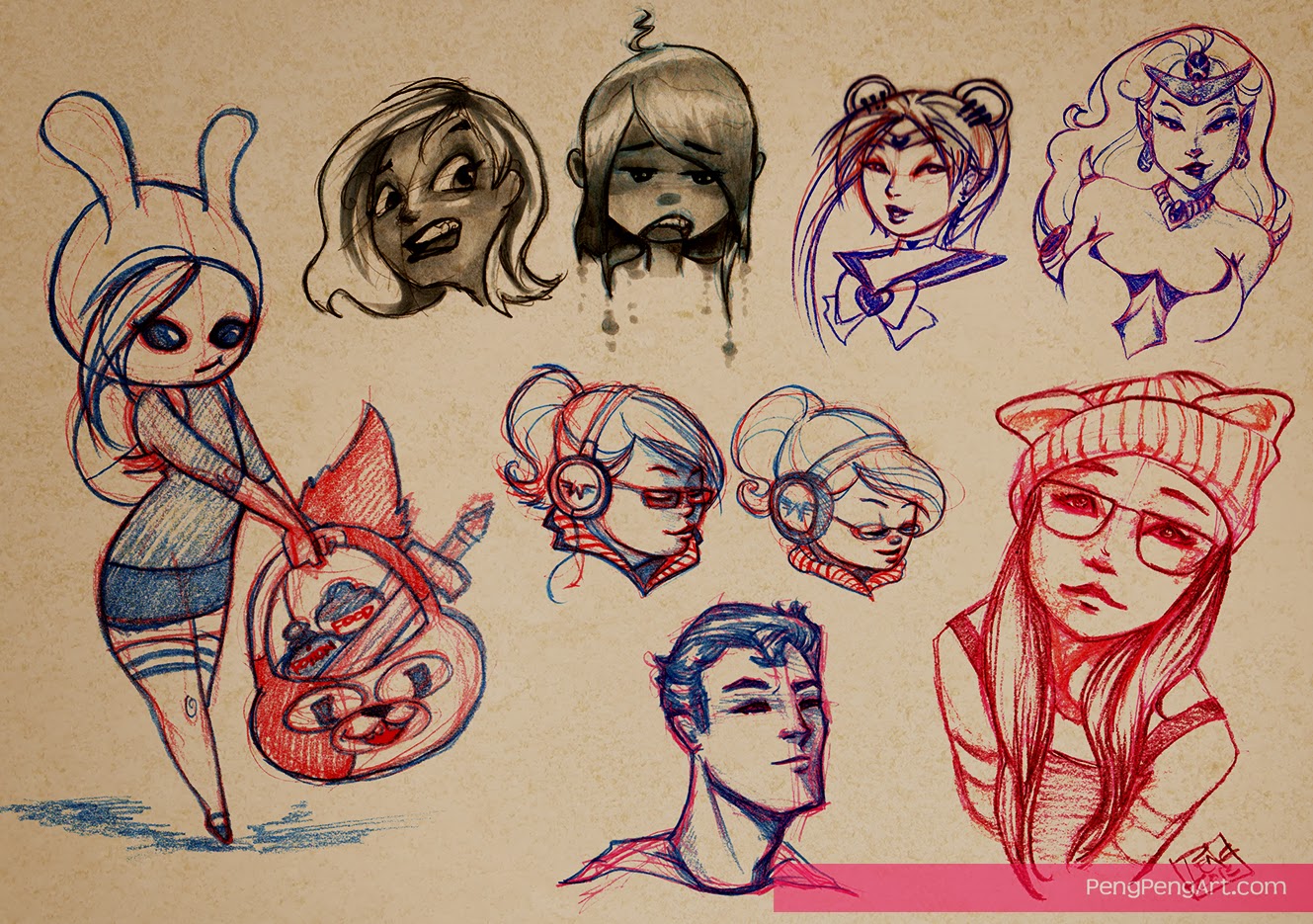 1329x935 Peng Peng Art July 2013 - 4th Of July Sketches