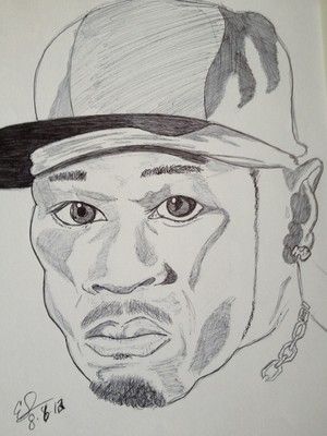 300x400 Drawing Sketch Art 50 Cent Curtis Jackson Gift Collector Music Rap - 50 Cent Sketch