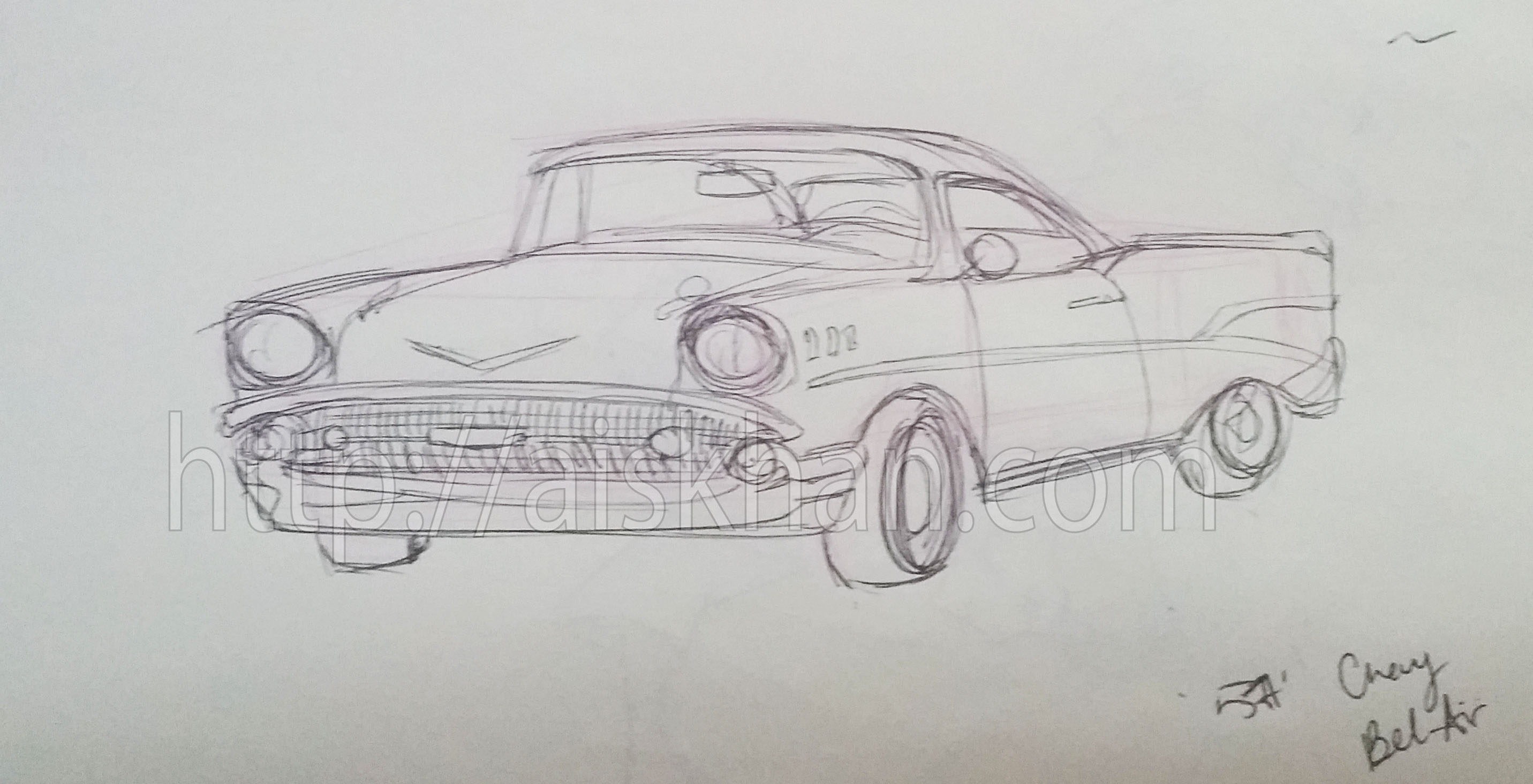 2863x1465 57 Chevy Bel Air Ayesha Khan - 57 Chevy Sketch
