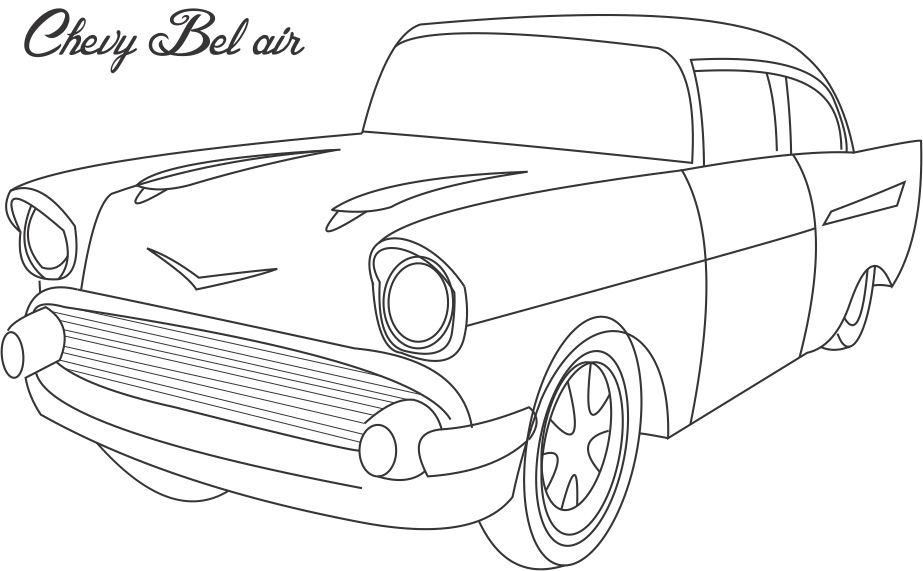923x571 Chevy Bel Air Coloring Printable - 57 Chevy Sketch
