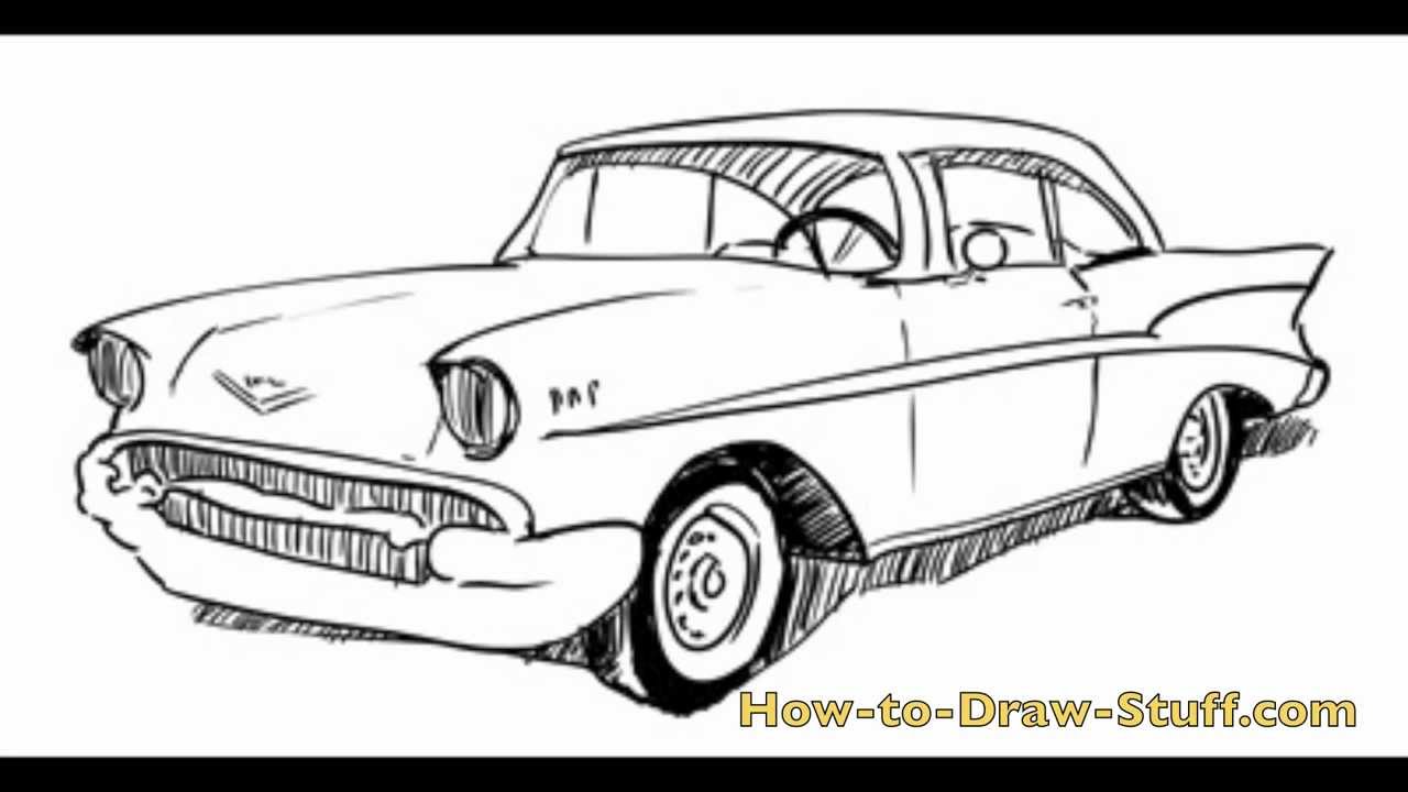 1280x720 How To Draw A 57 Chevy Step By Step - 57 Chevy Sketch