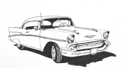 500x274 Pin By Clifford Amundsen On Cars Drawings, Cars And - 57 Chevy Sketch