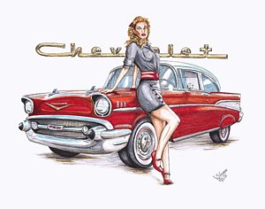 300x236 1957 Chevy Drawings Fine Art America - 57 Chevy Sketch