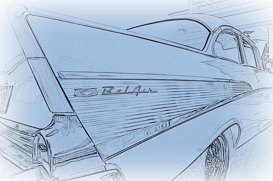 900x597 1957 Chevy Tail Fin In Pencil Photograph By Paul Ward - 57 Chevy Sketch