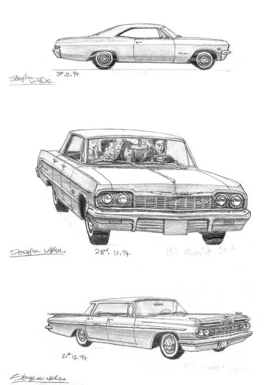 Chevy Impala Drawings - 64 Impala Sketch. 