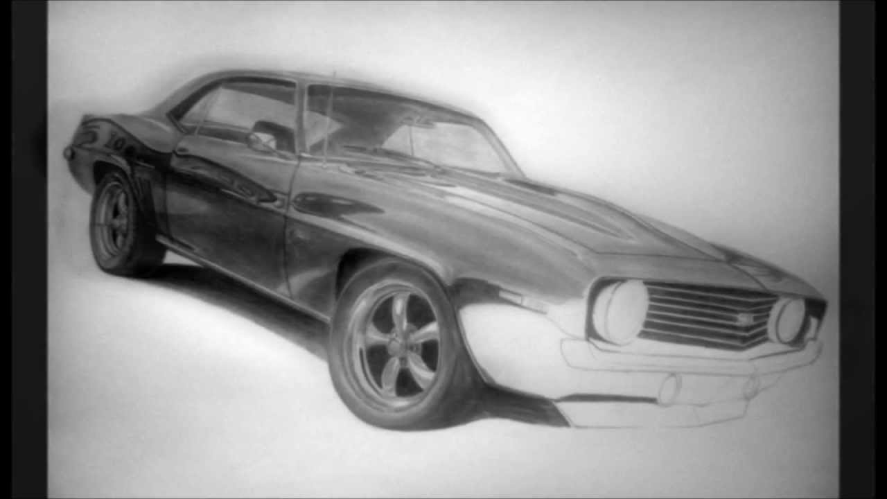 1280x720 69 Chevrolet Camaro Ss Pencil Drawing - 69 Camaro Sketch