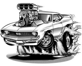 280x226 1969 Camaro Cartoon Illustration Cars - 69 Camaro Sketch