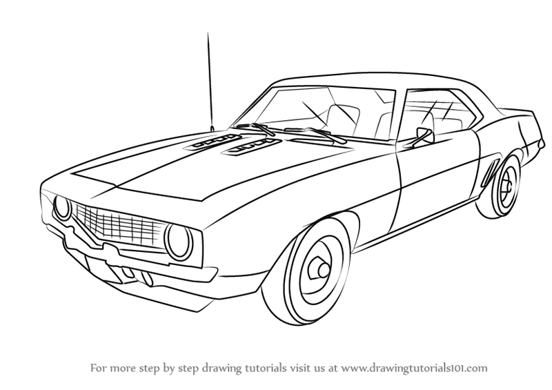 800x565 Learn How To Draw A 1969 Camaro (Sports Cars) Step By Step - 69 Camaro Sketch
