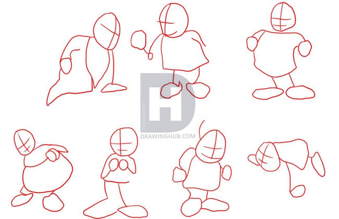 1080x699 How To Draw The Seven Dwarfs From Snow White, Step By Step - 7 Dwarfs Sketch