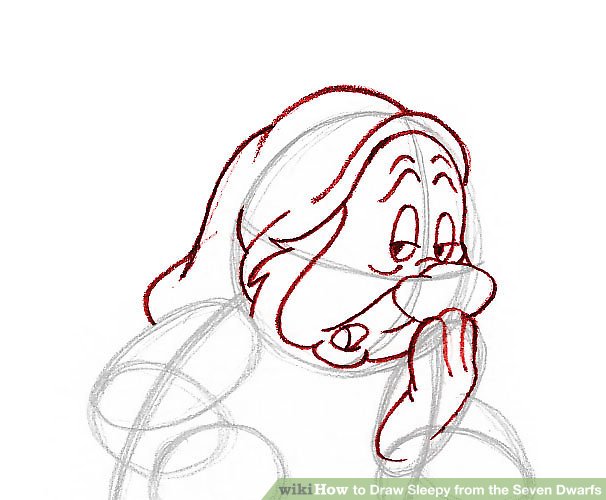 606x500 How To Draw Sleepy From The Seven Dwarfs 7 Steps (With Pictures) - 7 Dwarfs Sketch