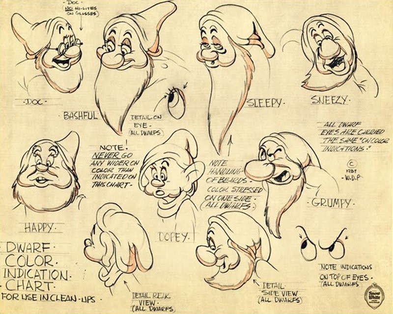 800x640 Living Lines Library Snow White And The Seven Dwarfs (1937 - 7 Dwarfs Sketch