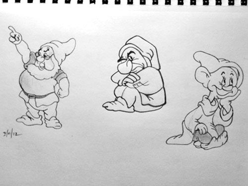 500x375 Merinal Brunda Snow White And The Seven Dwarfs Sketches - 7 Dwarfs Sketch