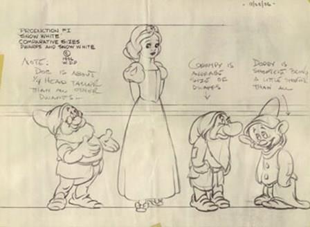448x328 Snow White And The Seven Dwarfs (1937) - 7 Dwarfs Sketch