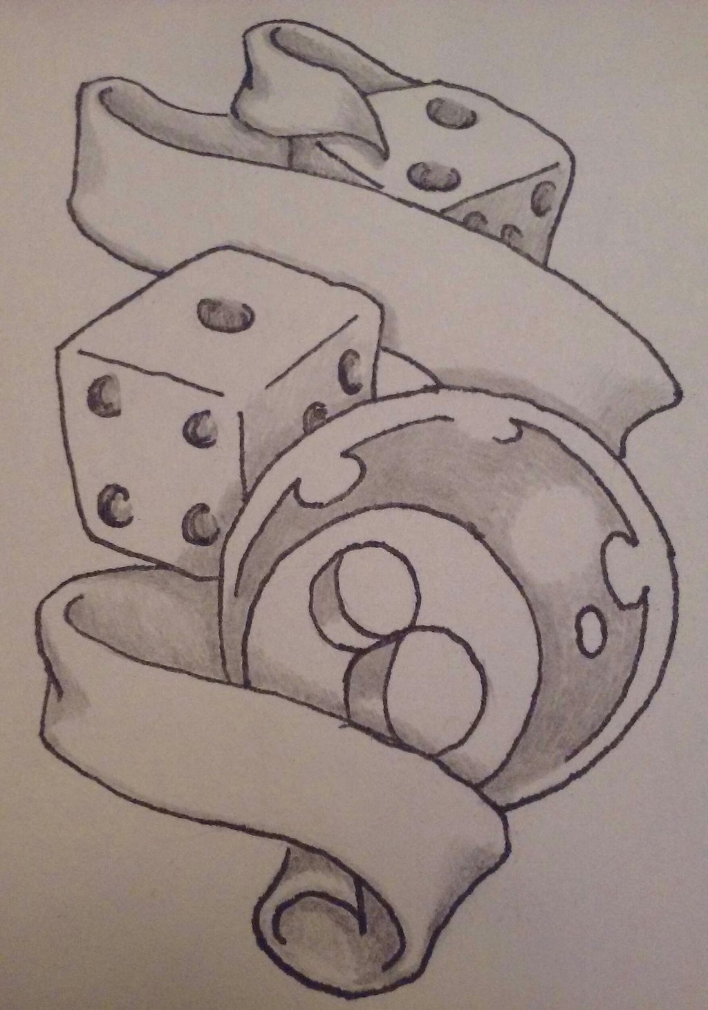 1024x1461 Dice With 8 Ball And Scroll By Wearefearless - 8 Ball Sketch