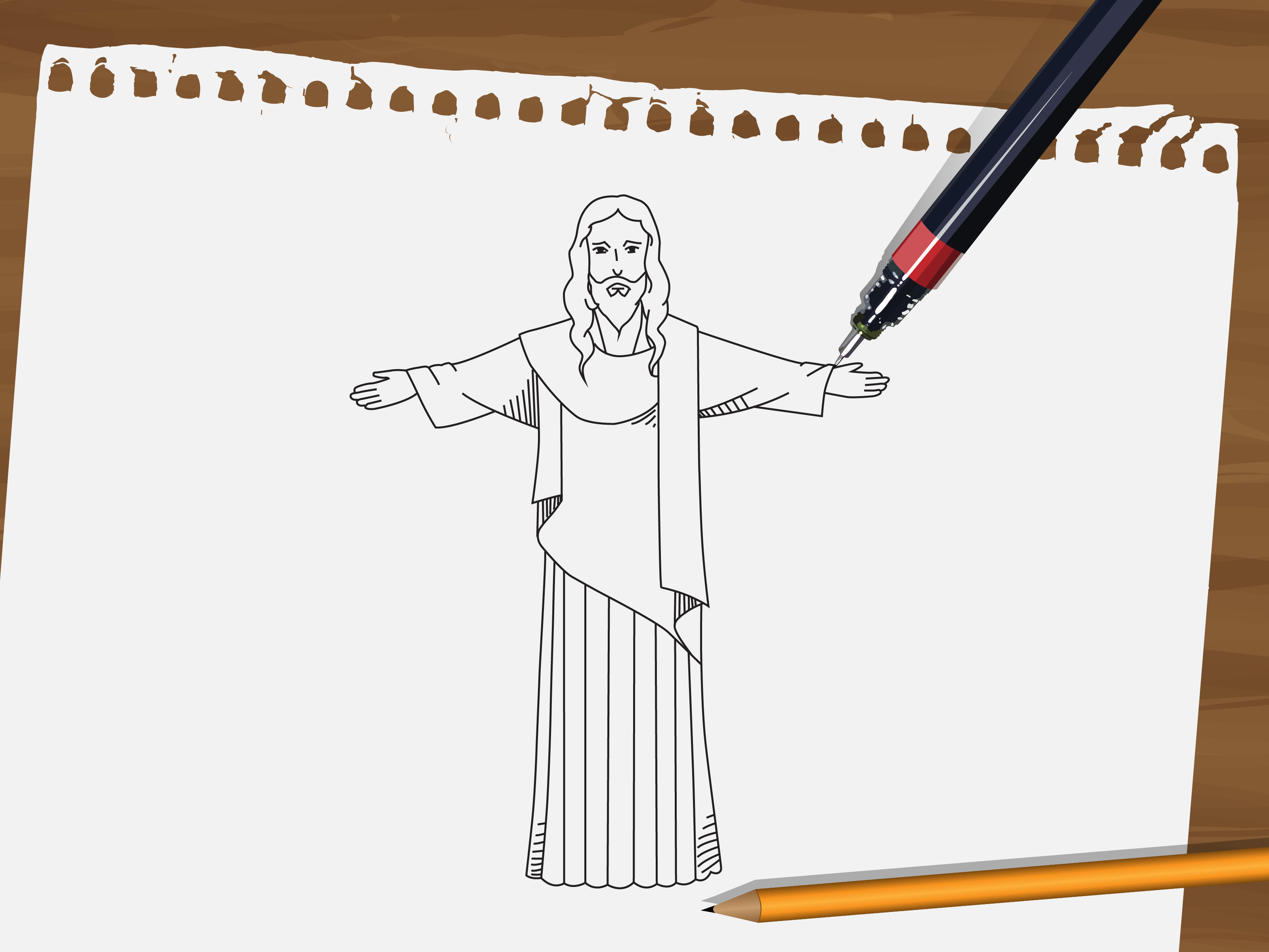 3201x2401 How To Draw Jesus 1 Step - 9 Sketch