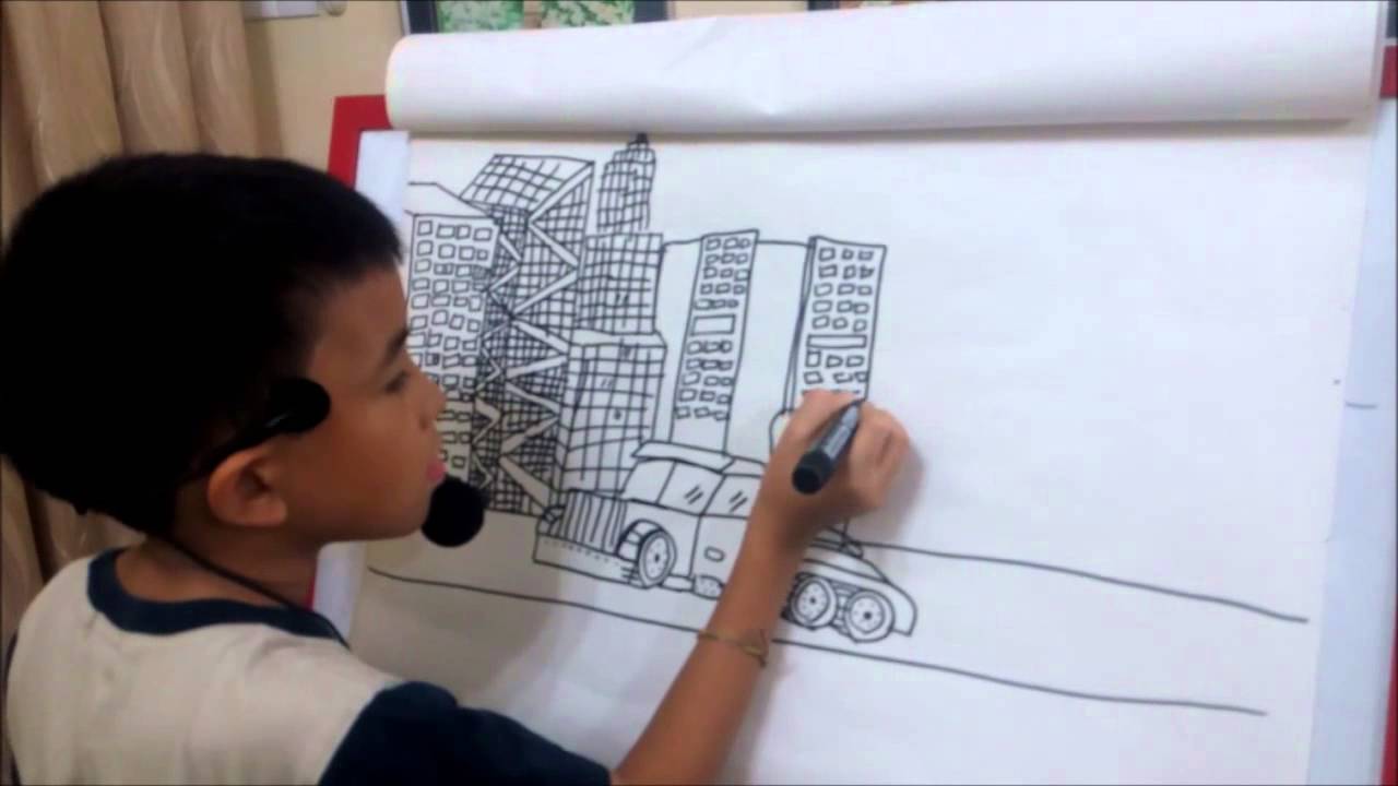 1280x720 9 Year Old Drawing Buildings - 9 Sketch