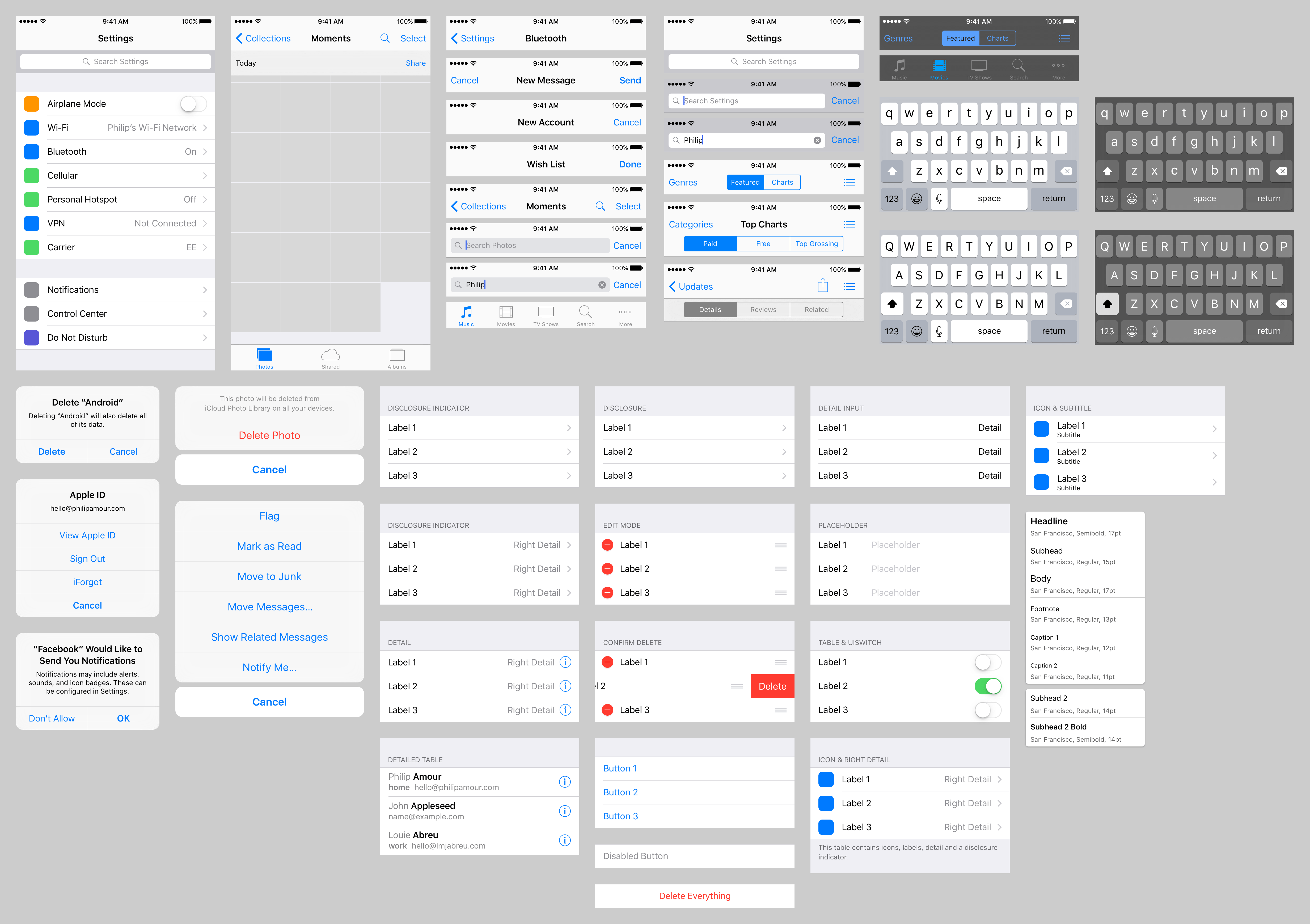 4930x3477 Ios 9 Ui Kit Template Sketch Freebie - 9 Sketch