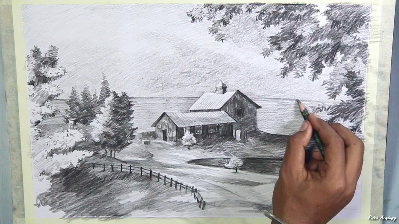 1280x720 How To Draw A Beautiful Scenery In Pencil Step By Step Pencil - A Beautiful Sketch