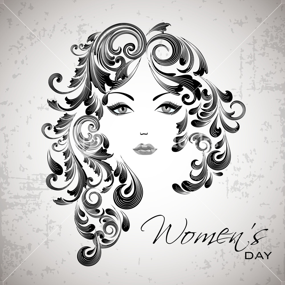 1000x1000 Sketch Of A Beautiful Girl With Floral Decorated Hairs For Happy - A Beautiful Sketch