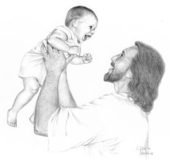 350x337 Drawings As We Might Envision Christ With His Beloved Children - A Sketch Of Jesus