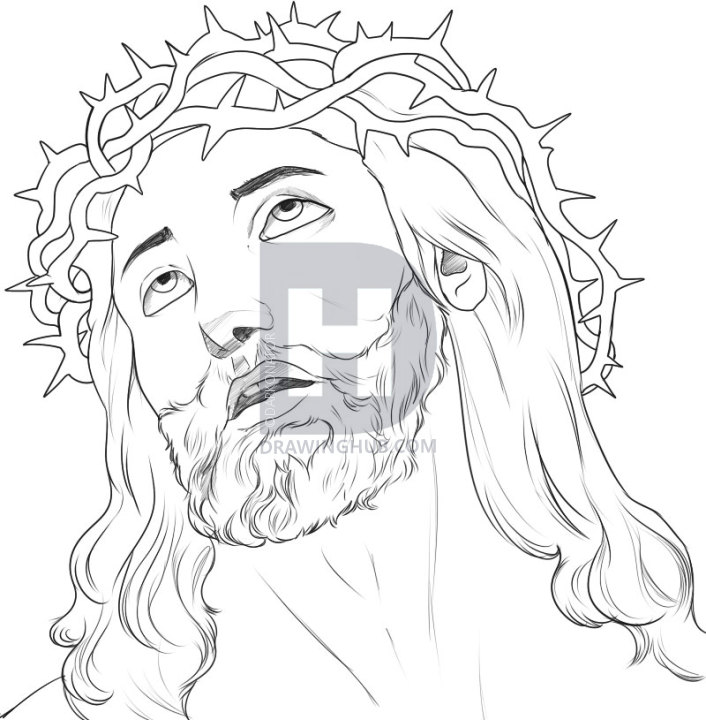 706x720 How To Draw Jesus, Step By Step, Drawing Guide, By Darkonator - A Sketch Of Jesus