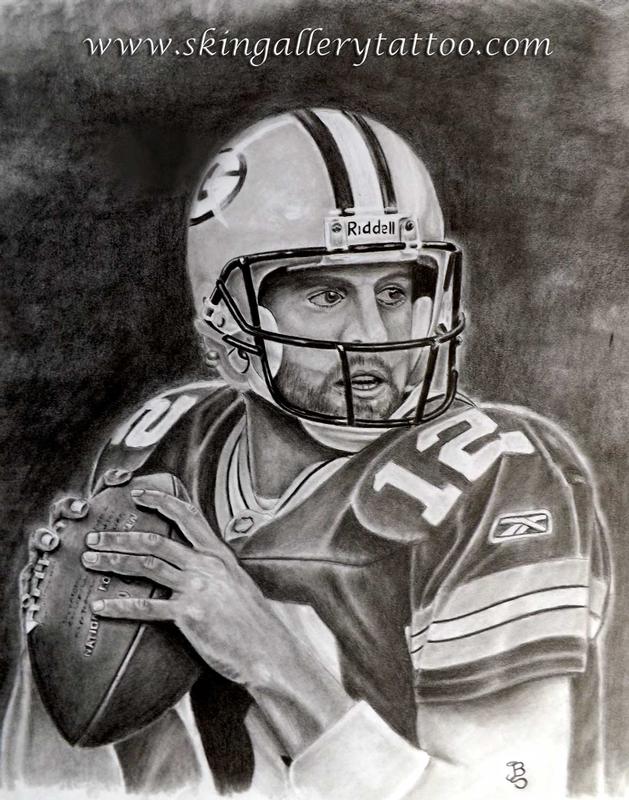 629x800 Aaron Rodgers Pencil Sketch By Brent Severson Original Art - Aaron Rodgers Sketch