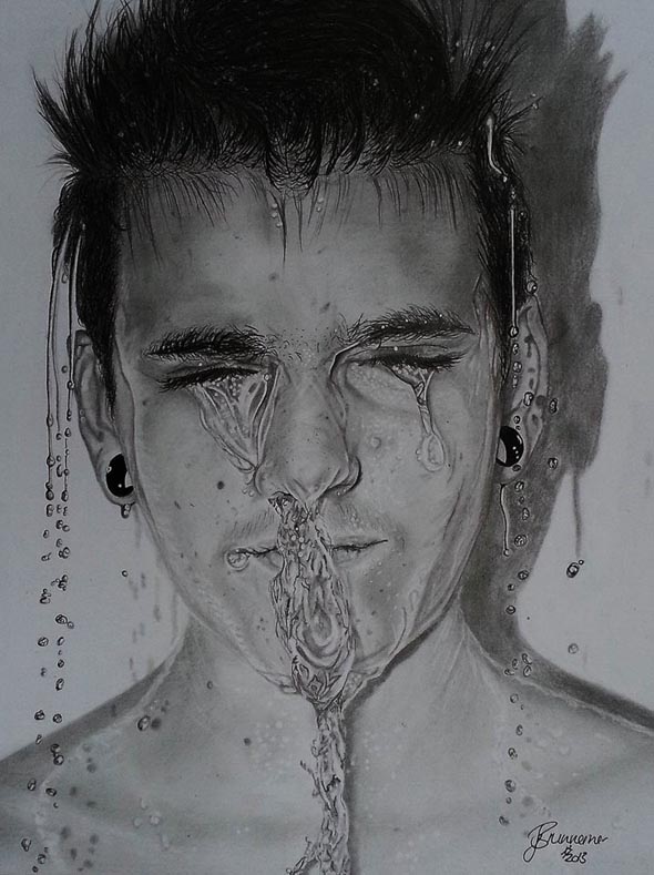 590x789 Hyper Realistic Portraits In Shower Young Drawings - Aaron Rodgers Sketch