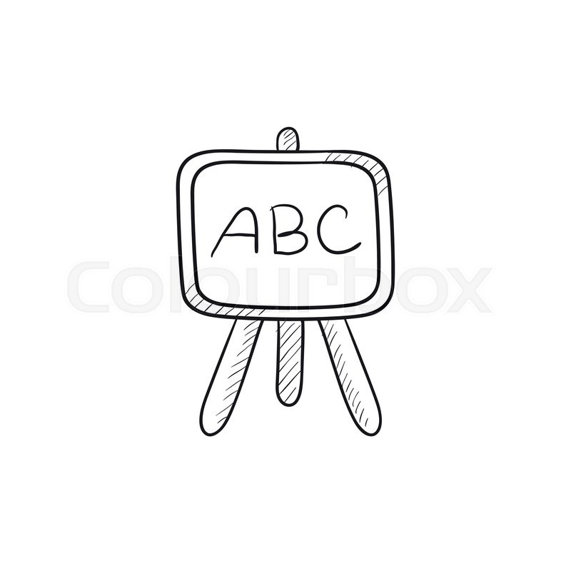 800x800 Board On Stand Vector Sketch Icon Isolated On Background. Hand - Abc Sketch