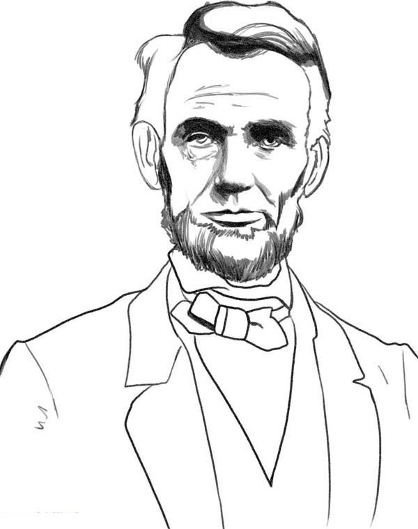 600x760 A Sketch Drawing Of Abraham Lincoln Coloring - Abraham Lincoln Sketch