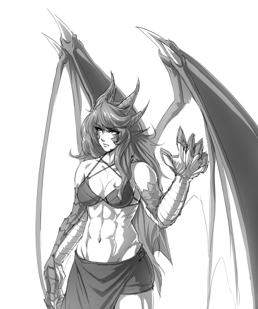 1000x1200 Dragon Abs Monster Girls Know Your Meme - Abs Sketch