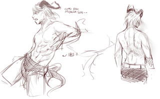 320x198 Drawing Keshin Is Just A Pretext For Practicing Abs And Male - Abs Sketch