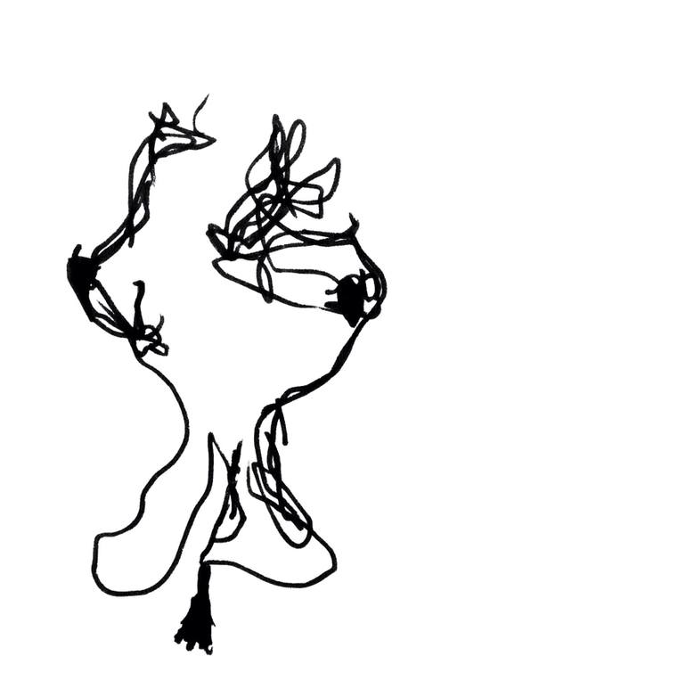 770x773 Saatchi Art Abstract Drawing No. 5 Drawing By Troy Schafer - Abstract Cat Sketch