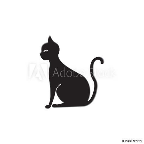 500x500 Sketch Black Cat Small Isolated On White Background Creative Art - Abstract Cat Sketch