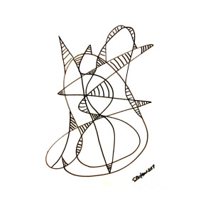 300x300 Abstract Cat Drawing By Stacy C Bottoms - Abstract Cat Sketch