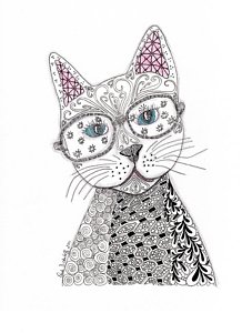 218x300 Abstract Cat Drawings Fine Art America - Abstract Cat Sketch