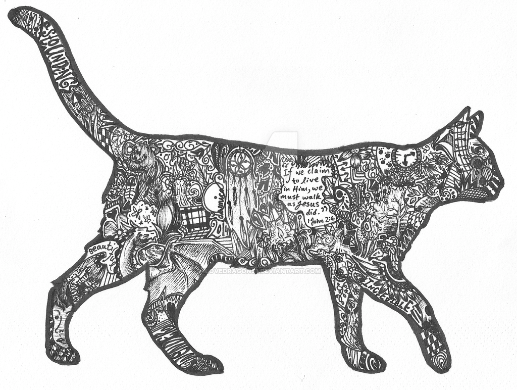 1024x772 Abstract Cat Silhouette By Ilovedragons1 - Abstract Cat Sketch