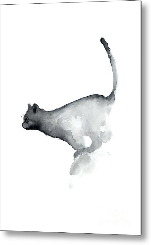 493x796 Abstract Cat Watercolor Painting, Grumpy Cat Lover Gift Metal - Abstract Cat Sketch