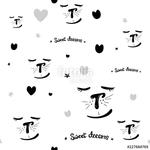 500x500 Abstract Hand Drawn Doodle Black White Seamless Background - Abstract Cat Sketch