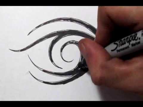 480x360 Drawing An Abstract Tribal Eye Tattoo Design - Abstract Eye Sketch