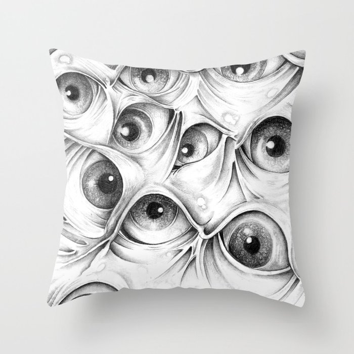 700x700 Trippy Abstract Eyeball Drawing Throw Pillow By Camefromnothingart - Abstract Eye Sketch