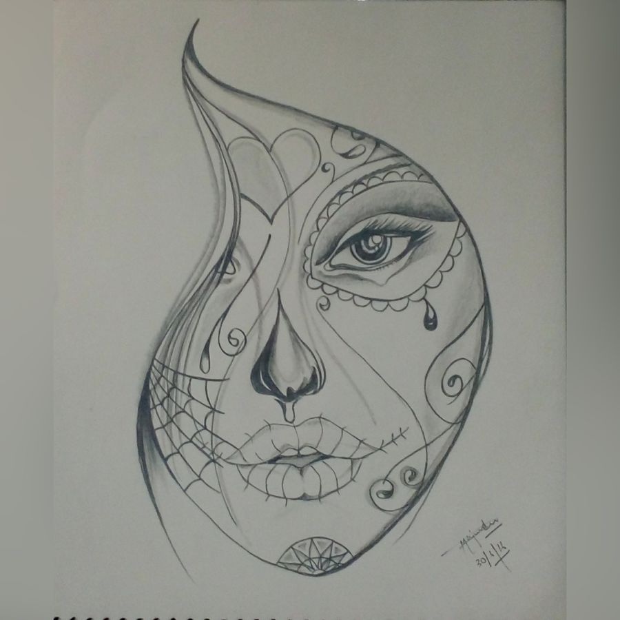 900x900 Abstract Face Painting By Artist Pratishtha Majumdar - Abstract Face Sketch