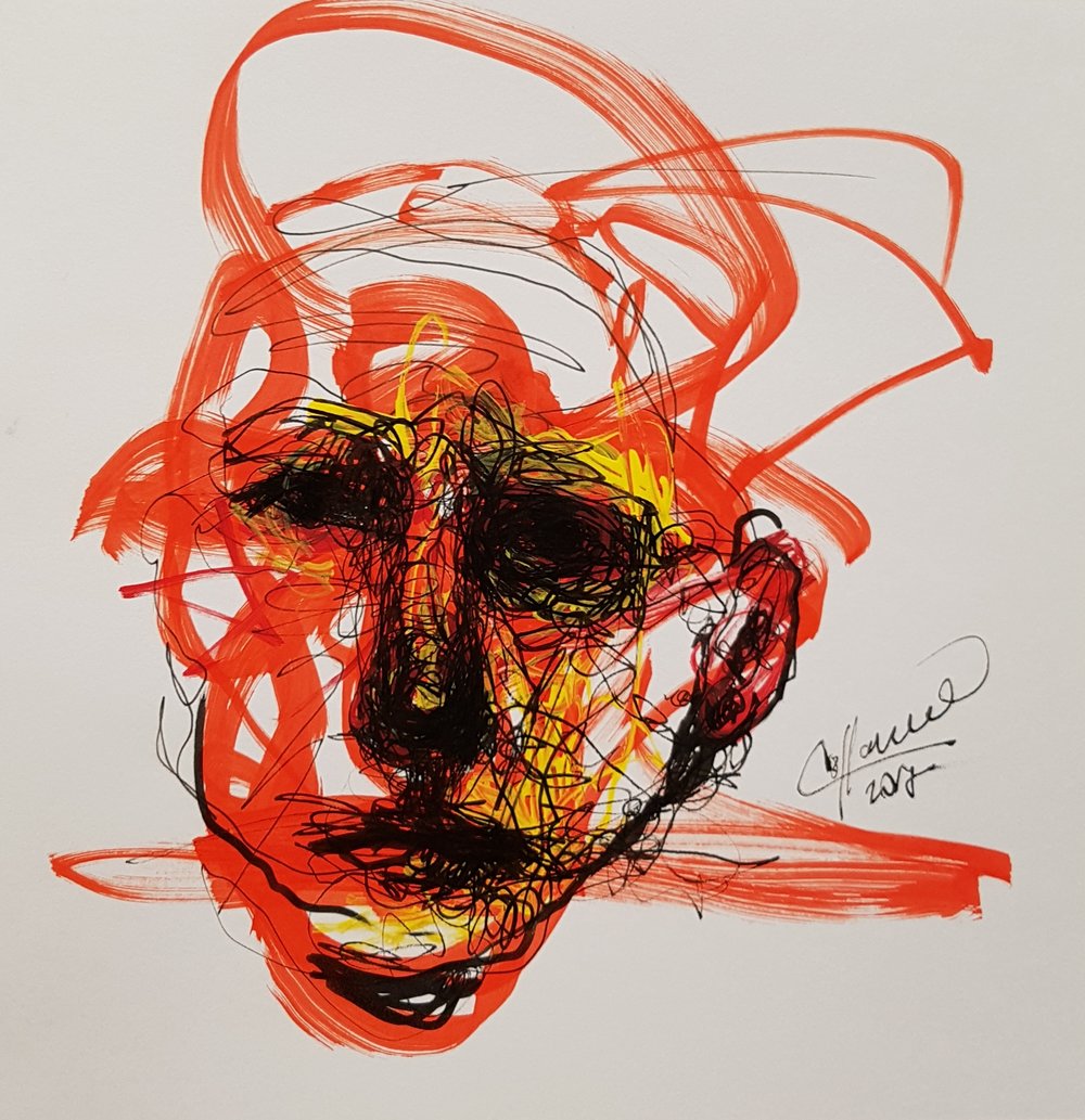 1000x1033 Sketches Carlos Delgado - Abstract Face Sketch