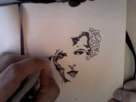 480x360 Abstract Pensive Face Sketch - Abstract Face Sketch