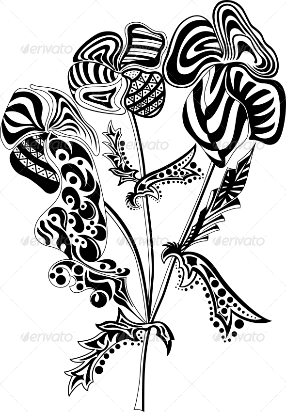 590x850 Abstract Flowers By Volina Graphicriver - Abstract Flower Sketch