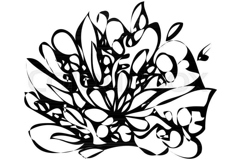800x534 Black And White Vector Sketch Abstract Flower Stock Vector - Abstract Flower Sketch