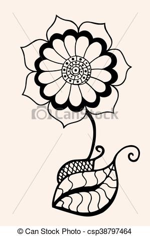 299x470 Hand Drawn Sketch Of Abstract Flower. Vector Illustration,... Clip - Abstract Flower Sketch